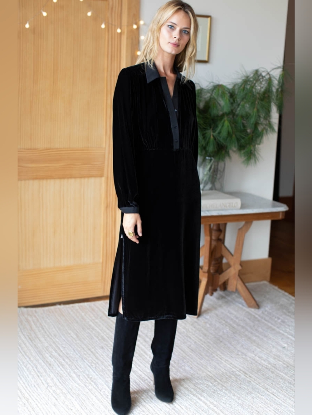Emerson Fry 40s Velvet Midi Dress